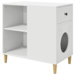 vidaXL Mačka Dom Biela 72 x 42.5 x 70 cm Kompozitné drevo – Obrázok 2
