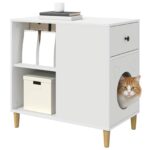 vidaXL Mačka Dom Biela 72 x 42.5 x 70 cm Kompozitné drevo – Obrázok 3