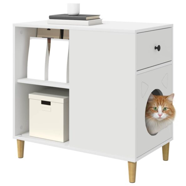 vidaXL Mačka Dom Biela 72 x 42.5 x 70 cm Kompozitné drevo – Obrázok 3