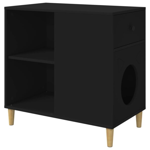 vidaXL Mačka Dom Čierna 72 x 42.5 x 70 cm Kompozitné drevo – Obrázok 2