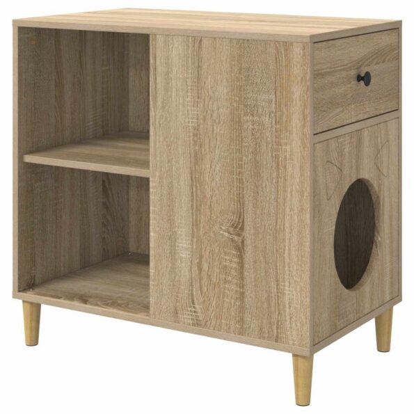 vidaXL Mačka Dom Sonoma 72 x 42.5 x 70 cm Kompozitné drevo – Obrázok 2