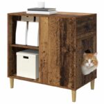 vidaXL Mačka Dom Staré drevo 72 x 42.5 x 70 cm Kompozitné drevo – Obrázok 3