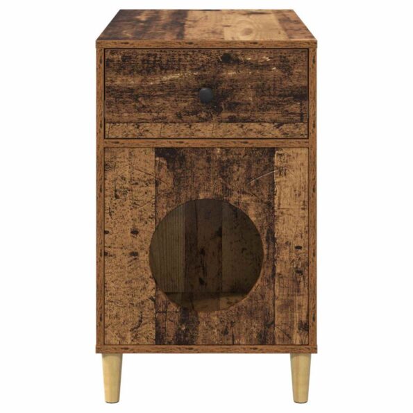 vidaXL Mačka Dom Staré drevo 72 x 42.5 x 70 cm Kompozitné drevo – Obrázok 7