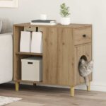 vidaXL Mačka Dom Remeselnícky dub 72 x 42.5 x 70 cm Kompozitné drevo