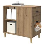 vidaXL Mačka Dom Remeselnícky dub 72 x 42.5 x 70 cm Kompozitné drevo – Obrázok 3
