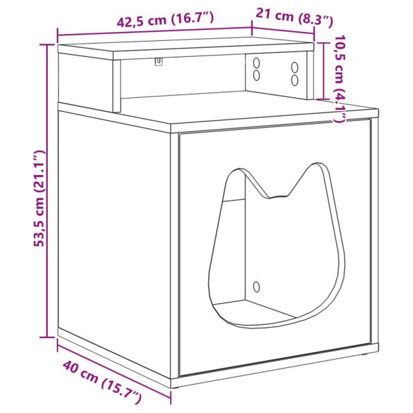 vidaXL Mačka Dom Biela 42,5 x 40 x 53,5 cm Kompozitné drevo – Obrázok 11