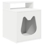 vidaXL Mačka Dom Biela 42,5 x 40 x 53,5 cm Kompozitné drevo – Obrázok 2
