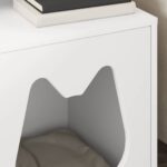 vidaXL Mačka Dom Biela 42,5 x 40 x 53,5 cm Kompozitné drevo – Obrázok 4