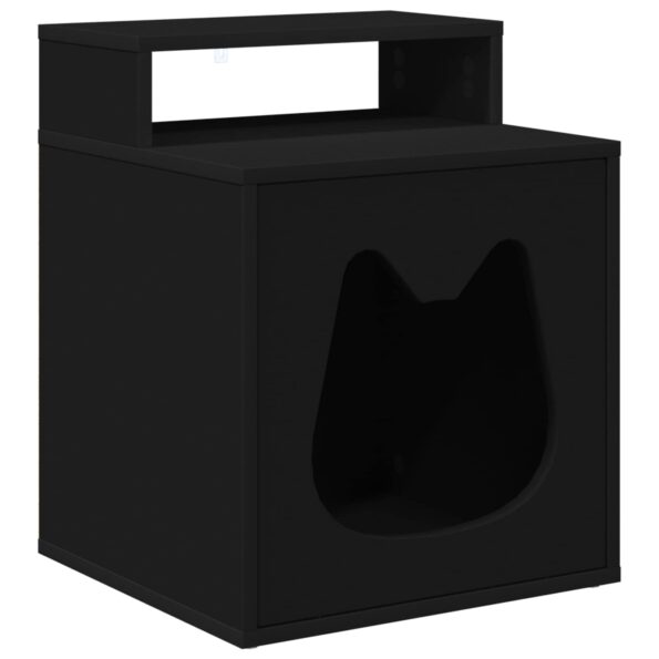 vidaXL Mačka Dom Čierna 42,5 x 40 x 53,5 cm Kompozitné drevo – Obrázok 2