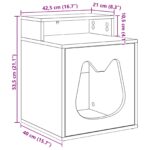 vidaXL Mačka Dom Lesklá biela 42.5 x 40 x 52.5 cm Kompozitné drevo – Obrázok 11