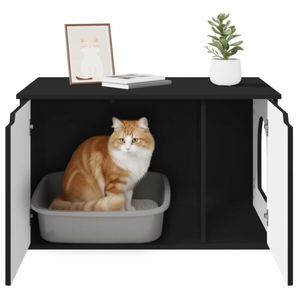 vidaXL Mačka Dom Čierna 85 x 55 x 50,5 cm Kompozitné drevo – Obrázok 11