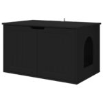 vidaXL Mačka Dom Čierna 85 x 55 x 50,5 cm Kompozitné drevo – Obrázok 2