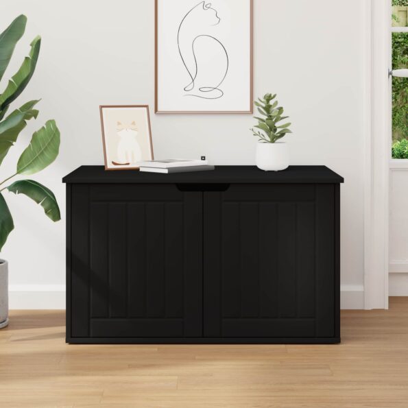 vidaXL Mačka Dom Čierna 85 x 55 x 50,5 cm Kompozitné drevo – Obrázok 4