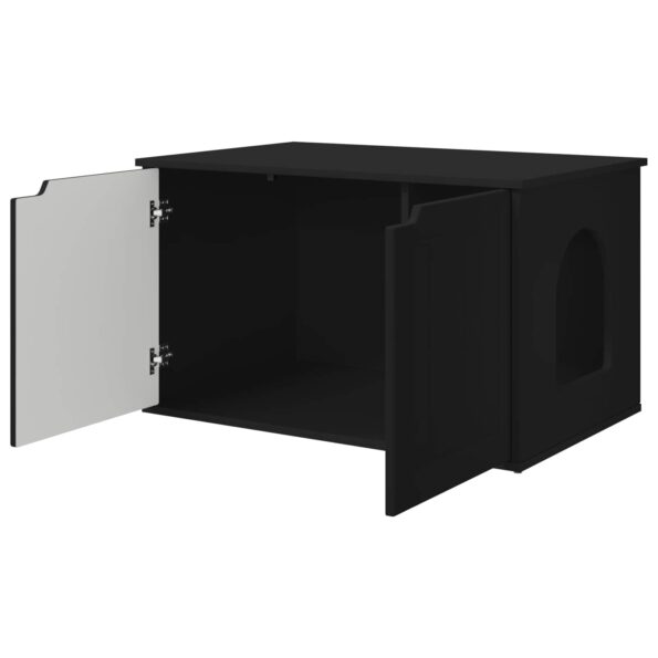 vidaXL Mačka Dom Čierna 85 x 55 x 50,5 cm Kompozitné drevo – Obrázok 5