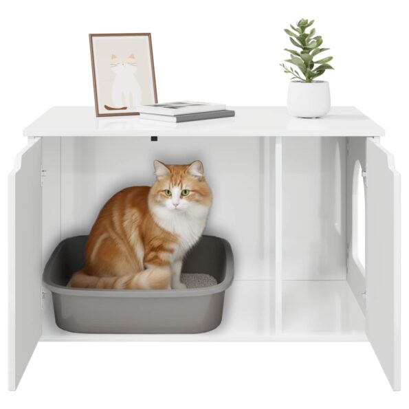 vidaXL Mačka Dom Lesklá biela 85 x 55 x 50,5 cm Kompozitné drevo – Obrázok 11