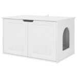 vidaXL Mačka Dom Lesklá biela 85 x 55 x 50,5 cm Kompozitné drevo – Obrázok 2