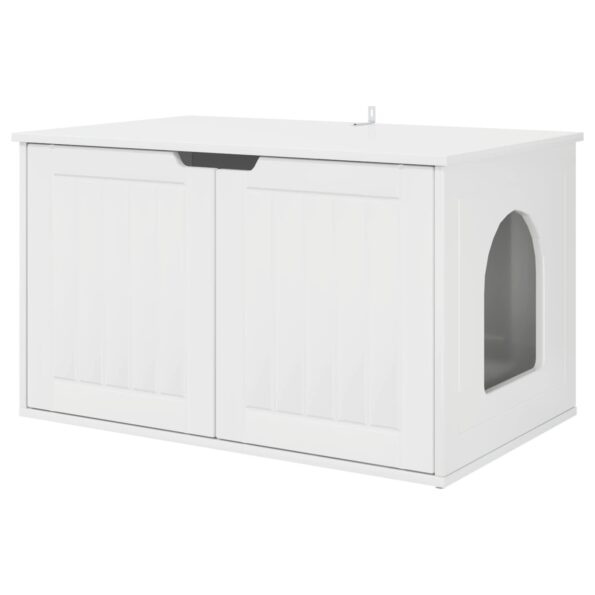 vidaXL Mačka Dom Lesklá biela 85 x 55 x 50,5 cm Kompozitné drevo – Obrázok 2