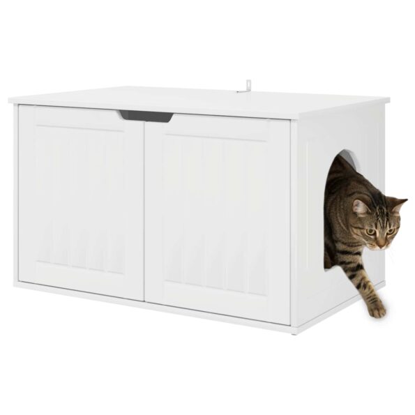 vidaXL Mačka Dom Lesklá biela 85 x 55 x 50,5 cm Kompozitné drevo – Obrázok 3