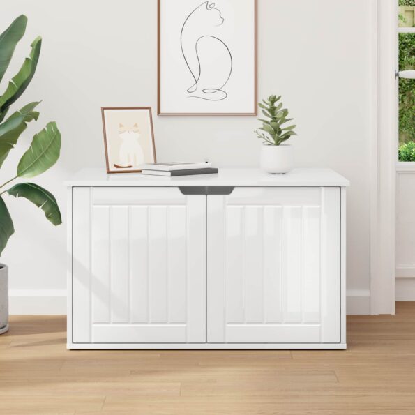 vidaXL Mačka Dom Lesklá biela 85 x 55 x 50,5 cm Kompozitné drevo – Obrázok 4