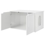 vidaXL Mačka Dom Lesklá biela 85 x 55 x 50,5 cm Kompozitné drevo – Obrázok 5