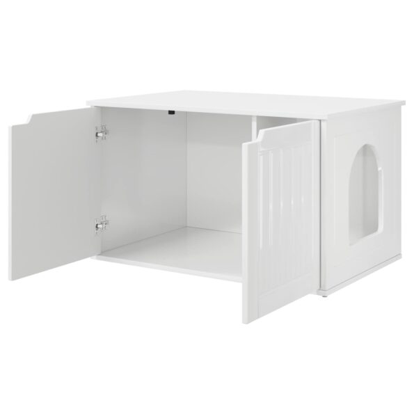 vidaXL Mačka Dom Lesklá biela 85 x 55 x 50,5 cm Kompozitné drevo – Obrázok 5
