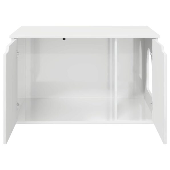 vidaXL Mačka Dom Lesklá biela 85 x 55 x 50,5 cm Kompozitné drevo – Obrázok 6