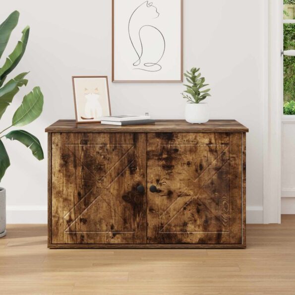 vidaXL Mačka Dom Dymová dub 85 x 55 x 50 cm Kompozitné drevo – Obrázok 4