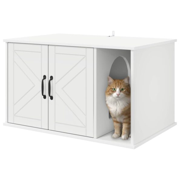 vidaXL Mačka Dom Biela 85 x 55 x 50 cm Kompozitné drevo – Obrázok 3