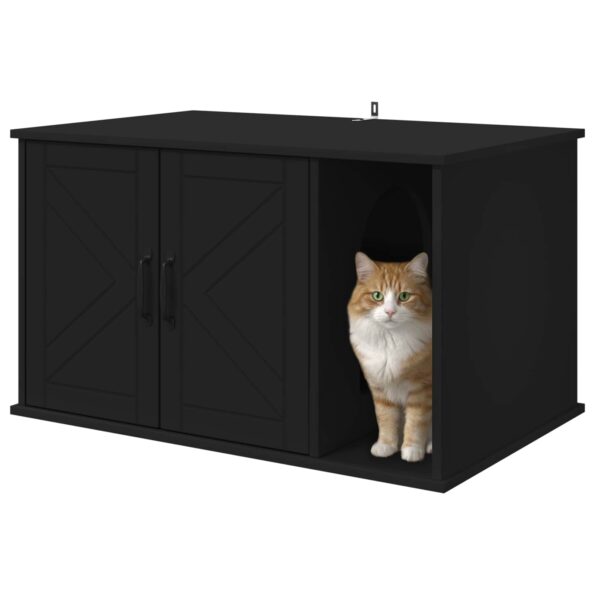 vidaXL Mačka Dom Čierna 85 x 55 x 50 cm Kompozitné drevo – Obrázok 3
