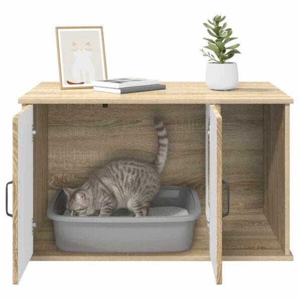 vidaXL Mačka Dom Sonoma 85 x 55 x 50 cm Kompozitné drevo – Obrázok 10