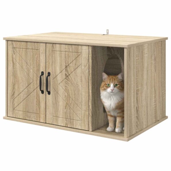 vidaXL Mačka Dom Sonoma 85 x 55 x 50 cm Kompozitné drevo – Obrázok 3