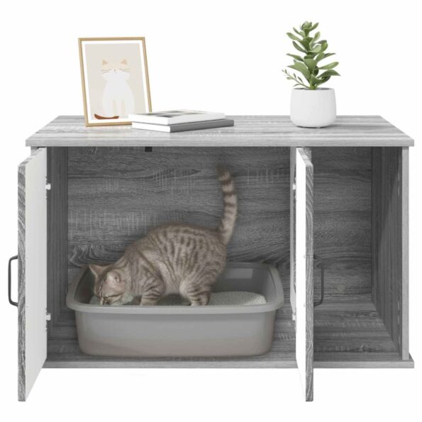 vidaXL Mačka Dom Sivý Sonoma 85 x 55 x 50 cm Kompozitné drevo – Obrázok 10