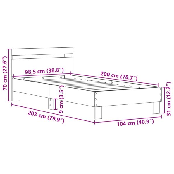 vidaXL Rám postele Remeselný dub 98.5 x 200 cm Kompozitné drevo – Obrázok 9