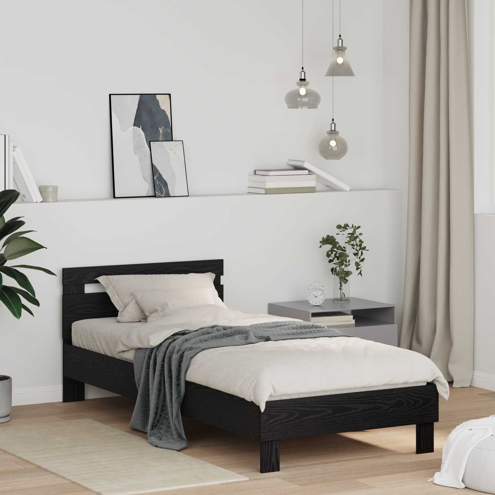 8003735_1.jpg vidaXL Rám postele Čierny dub 98.5 x 200 cm Kompozitné drevo – Obrázok 1