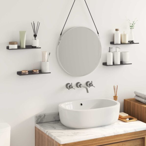 vidaXL Stenná polica s poličkou Nástenný 4 pcs Čierna 30 x 9 x 2,5 cm – Obrázok 4