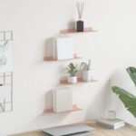 vidaXL Stenná polica s poličkou Nástenný 4 pcs Ružová 30 x 9 x 2,5 cm