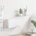 vidaXL Stenná polica s poličkou Nástenný 2 pcs Biela 30 x 9 x 2,5 cm