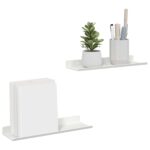 vidaXL Stenná polica s poličkou Nástenný 2 pcs Biela 30 x 9 x 2,5 cm – Obrázok 3