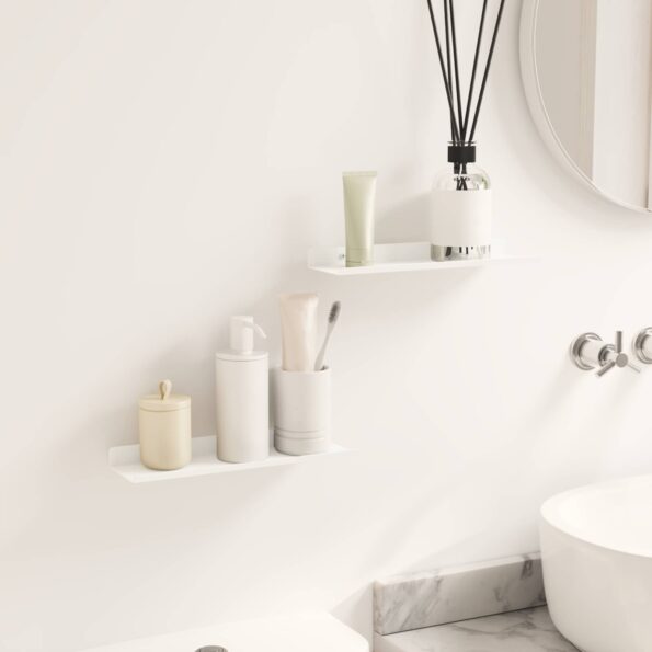 vidaXL Stenná polica s poličkou Nástenný 2 pcs Biela 30 x 9 x 2,5 cm – Obrázok 4