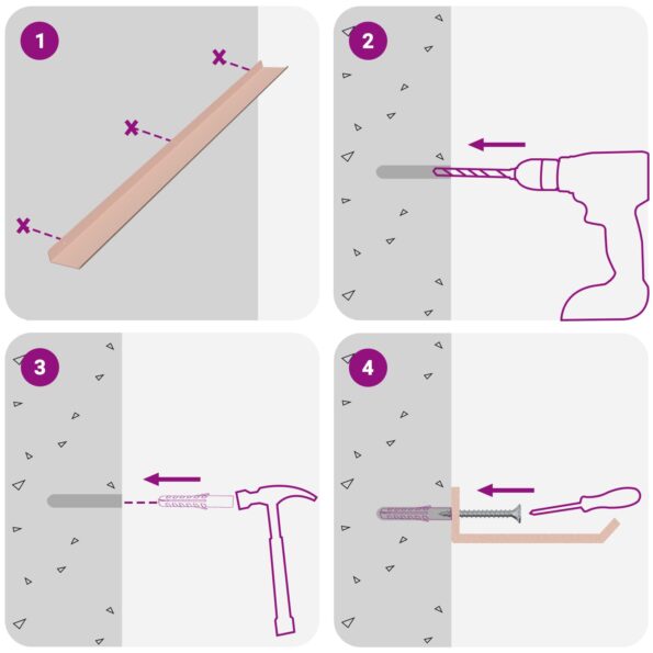 vidaXL Stenná polica s poličkou Nástenný 2 pcs Ružová 100 x 9 x 2,5 cm – Obrázok 10