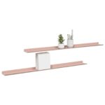 vidaXL Stenná polica s poličkou Nástenný 2 pcs Ružová 100 x 9 x 2,5 cm – Obrázok 3