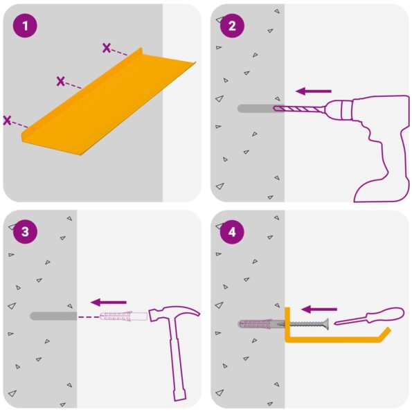 vidaXL Stenná polica s poličkou 2 pcs Horčicová žltá 60 x 18 x 2,5 cm – Obrázok 10