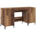 vidaXL Stôl s úložiskom Staré drevo 140 x 50 x 75 cm Kompozitné drevo – Obrázok 2