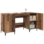 vidaXL Stôl s úložiskom Staré drevo 140 x 50 x 75 cm Kompozitné drevo – Obrázok 4