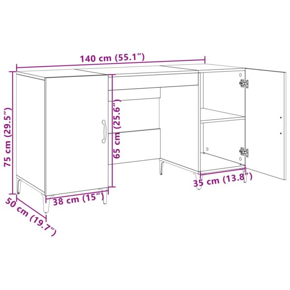 vidaXL Stôl s úložiskom Staré drevo 140 x 50 x 75 cm Kompozitné drevo – Obrázok 8
