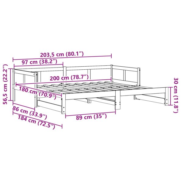vidaXL Vytiahnuť Dennú Posteľ Biela 180 x 200 cm – Obrázok 9