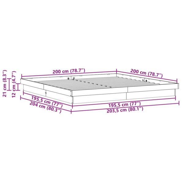 vidaXL Rám postele Prírodná 200 x 200 cm Masívne borovicové drevo – Obrázok 9