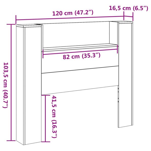 vidaXL Čelo postele so stroboskopom Sonoma 120 x 16,5 x 103,5 cm – Obrázok 13