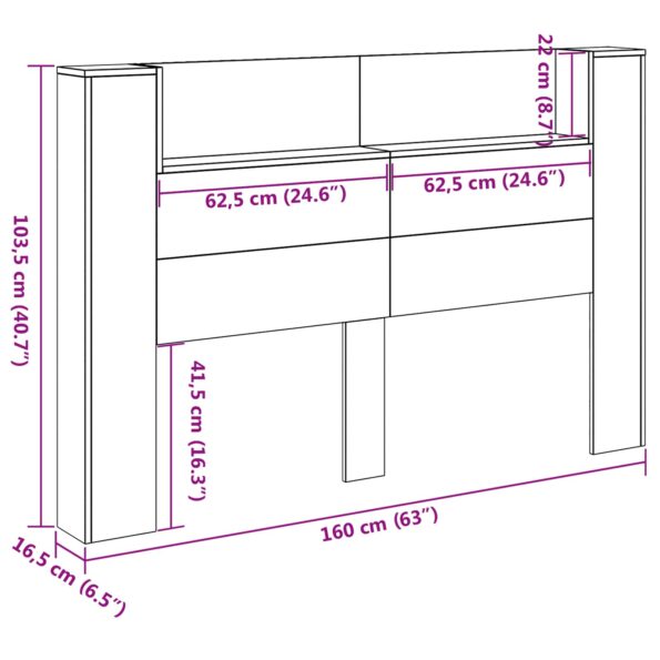 vidaXL Čelo postele so stroboskopom Biely 160 x 16,5 x 103,5 cm – Obrázok 13