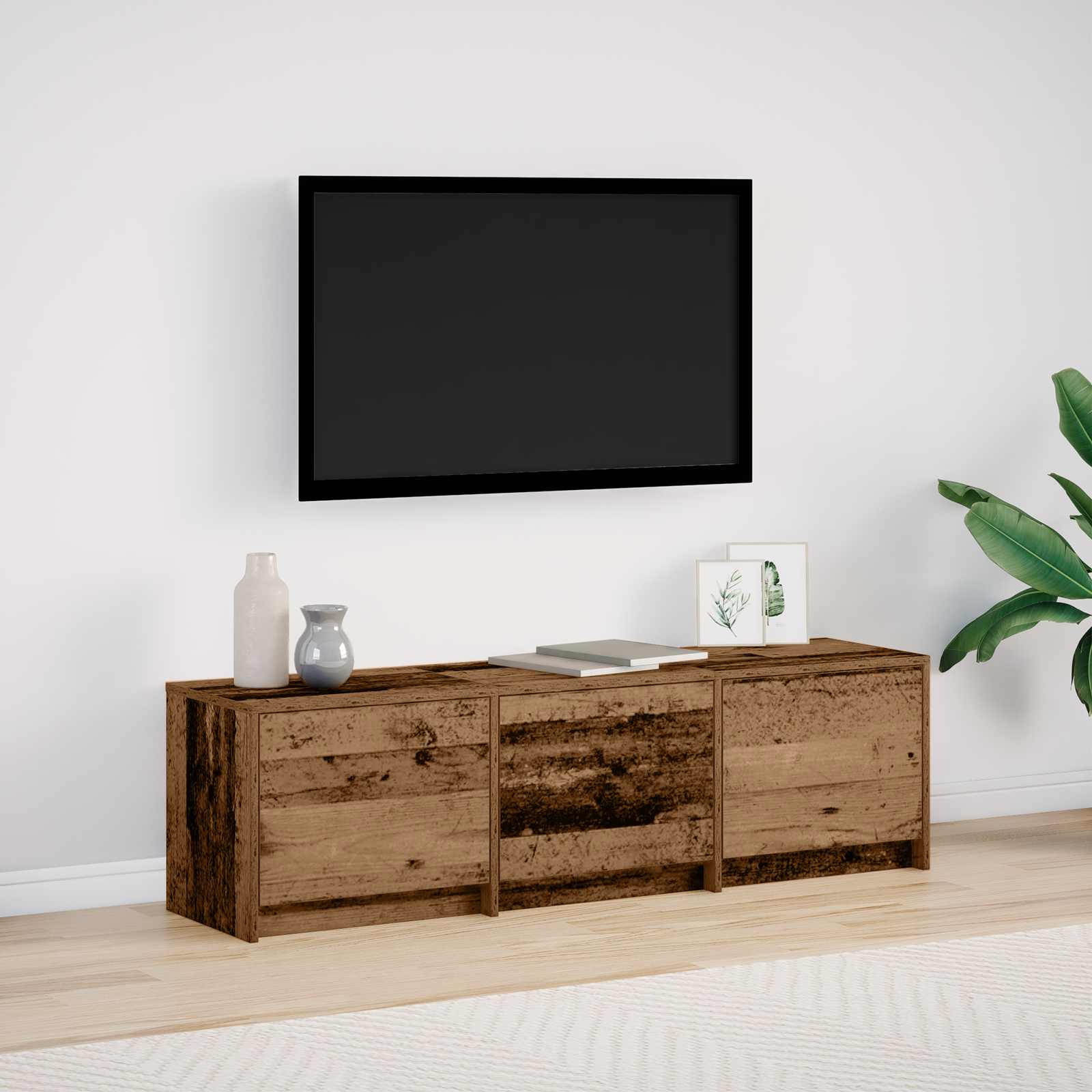 8006556_1.jpg vidaXL TV skrinka s LED Staré drevo 140 x 34 x 40 cm Kompozitné drevo – Obrázok 1